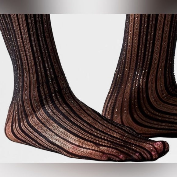 Free People Accessories - FREE PEOPLE x High Heel Jungle By Kathryn Eisman Candy Stripe Tights Black NWT